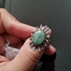 Vintage Green Turquoise Navajo Ring 925